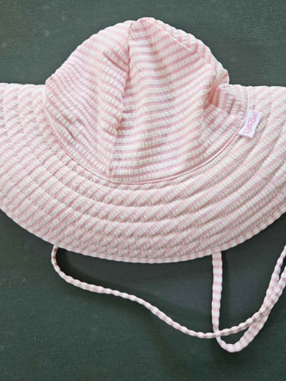 RuffleButts Pink and White striped Sun Hat 0-12m